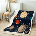thumbnail image 2 of Galaxy Blanket Solar System Throw Blanket for Boys Girls Universe Themed Bedroom Decor,Outer Space Fleece Blanket for Teens Kids Space Planet The Earth Print Fuzzy Blanket Sherpa Blanket 90“x90", 2 of 6