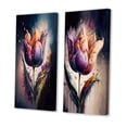 thumbnail image 3 of Designart "Vibrant Tulip in Technicolor I" Tulip Wall Art Set Of 2 - Purple Floral Canvas Set For Living Room Decor, 3 of 7