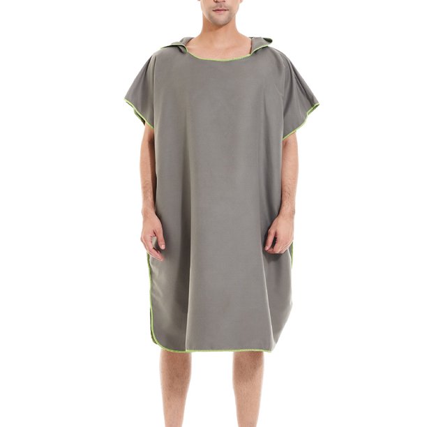 Guardurnaity Sábana de baño de secado rápido absorbente de agua a prueba de sol transpirable manga corta Hot Spring Beach albornoz accesorios con Pijama Gris