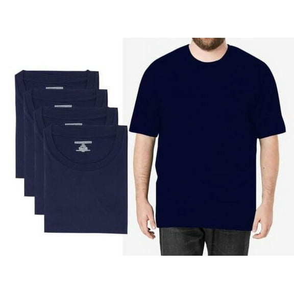 Different Touch 4 Pack Men BIG and TALL 100% Cotton Crew Neck Short Sleeve T-Shirts
