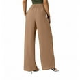 thumbnail image 4 of WQQZJJ Women's Pants with Pockets Elastic Waist Baggy Bootcut Flared Pants Solid Loose Casual Trousers Size S-2XL, 4 of 7