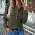 thumbnail image 1 of Blusa Mangas Largas Camisas con botones para mujer, blusas elegantes de punto informales, blusas cómodas para primavera y otoño Ygjytge ejercito verde T L para Mujer, 1 of 6