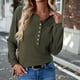 thumbnail image 3 of Blusa Mangas Largas Camisas con botones para mujer, blusas elegantes de punto informales, blusas cómodas para primavera y otoño Cgtredaw ejercito verde T L para Mujer, 3 of 6