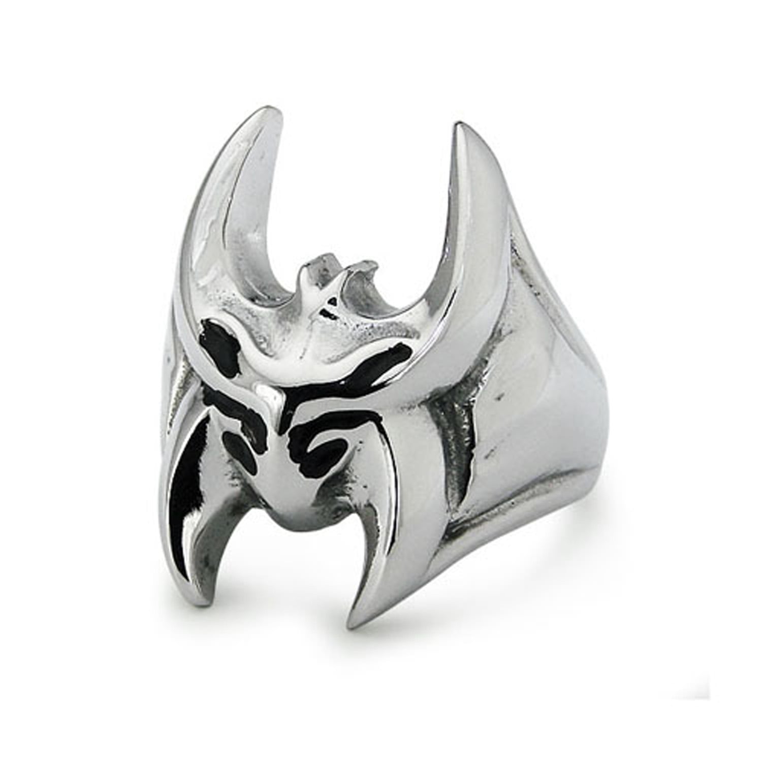 Stainless Steel Abstract Bat Biker Style Ring