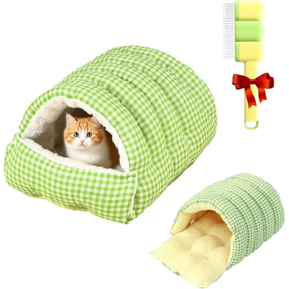 Pet Bed, Enclosed Cat & Dog Bed with Removable Cushion, Indoor Pet House with Non-Slip Bottom, Warm Hooded Bed for Small Medium Cats and Dogs