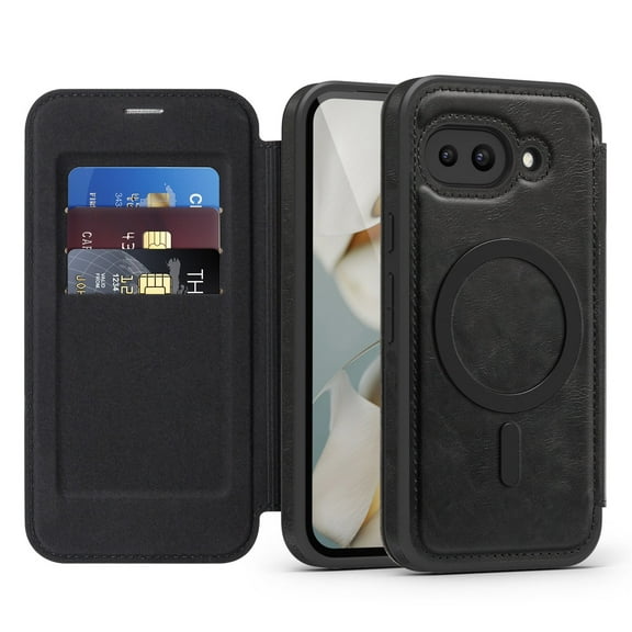 TECH CIRCLE For Google Pixel 9 Pro XL Flip Wallet Phone Case 6.8" 2024 with 3 Card Slots, RFID Blocking, Compatible with MagSafe, Magnetic Closure, PU Leather Protective Lightweight Cover, Black