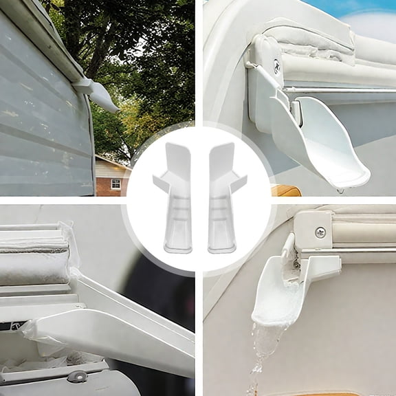 JJMY Universal Gutter Spout Long Version Left&Right White Fits RV Truck Boat Rain RVs