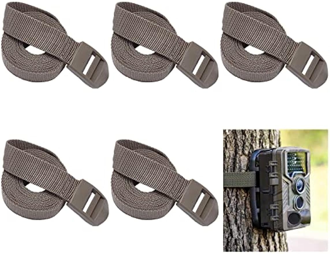 5Pcs Trail Camera Straps Flat bing Bands with Plastic Buckle