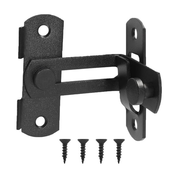 90 Degree Bifold Flip Door Latch, Stainless Steel Black Barn Door Lock, Suitable for Barns, Outdoor, Bedrooms