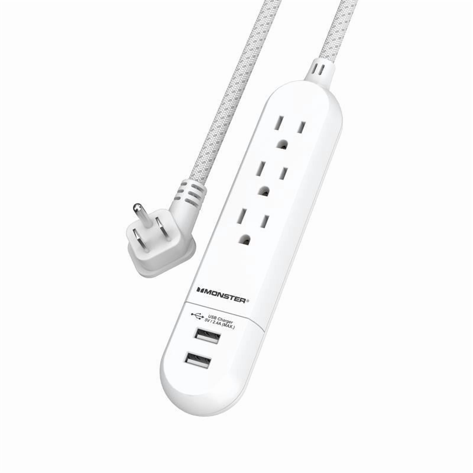 Monster Just Power It Up 4 ft. L 3 outlets Power Strip White