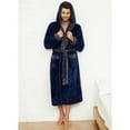 thumbnail image 5 of VULCANODON Mens Hooded Robe, Big and Tall Full Length Plush Robe for Men Long Fleece Bathrobe（Navy/Grey, Large-X-Large）, 5 of 7