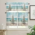 thumbnail image 2 of Summer Beach Kitchen Curtains and Valances Set, Oil Painting Christmas Tree Rod Pocket Window Valance 18 Inch Window Curtain Panels for Living Room Bedroom Laundry, 27.5x36in, 3 Pieces, 2 of 7