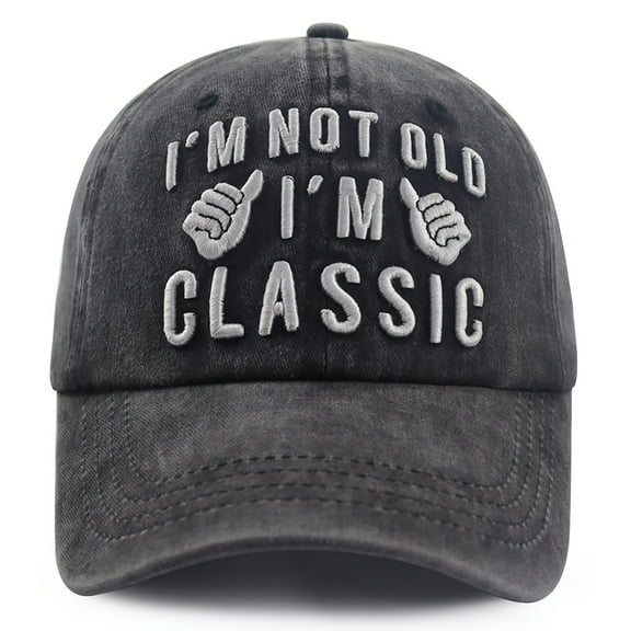 Funny "I'm Not Old I'm Classic" Adjustable Baseball Cap for Men & Women Lightweight Embroidered Dad Hat with ThumbsUp Design, Hand Washable Retirement Birthday Christmas Gift for Seniors, Grandpa,