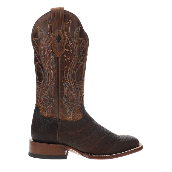 Stetson Mens Thunder Embroidered Square Toe Pull On Cowboy  Mid Calf Boots