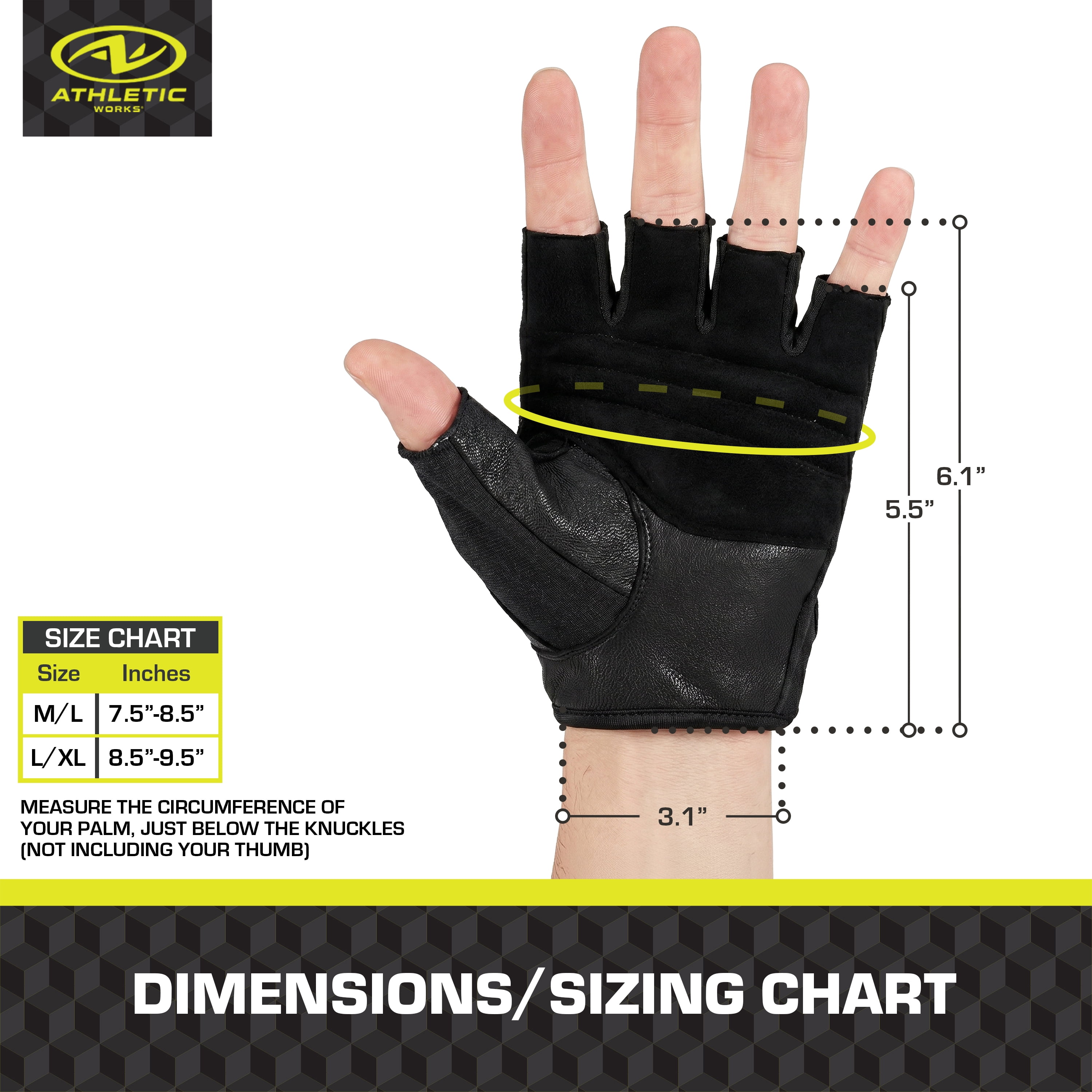 Athletic Works Classic Weight Training Gloves, L/XL