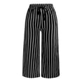 thumbnail image 4 of Womens Workwear Pants Casual Stripe Print Elastic Waist Pocket Loose Wide Leg Trousers Outwear, 4 of 7