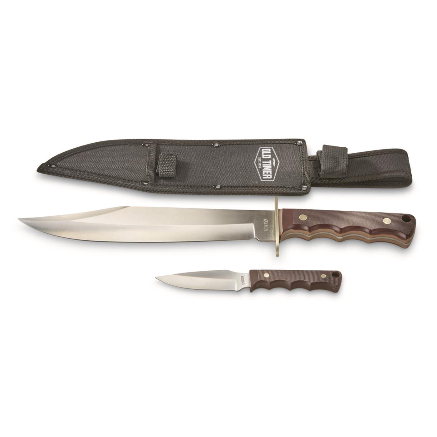 Old Timer Bowie and Small Fixed blade Knife Combo