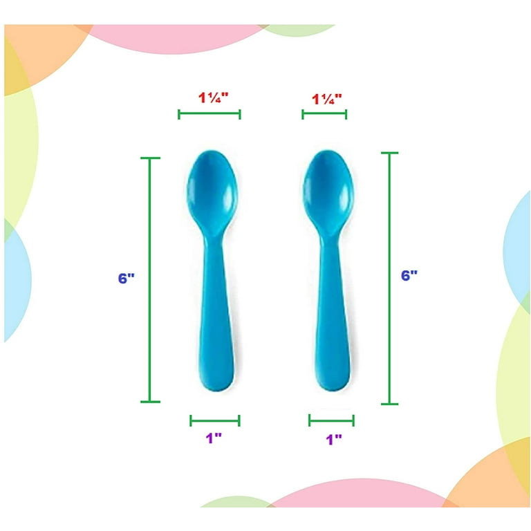 Plaskidy Plastic Toddler Utensils Set 8 Kids Forks and 8 Kids Spoons - BPA Free/Dishwasher Safe Toddler Silverware Brightly Colored Kid Plastic