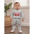 thumbnail image 5 of BemeyourBBs Newborn Baby Boys Valentines Day Outfits Long Sleeve Lover Boy Letters Embroidery Romper with Pants 2Pcs Spring Clothing Set, 5 of 9