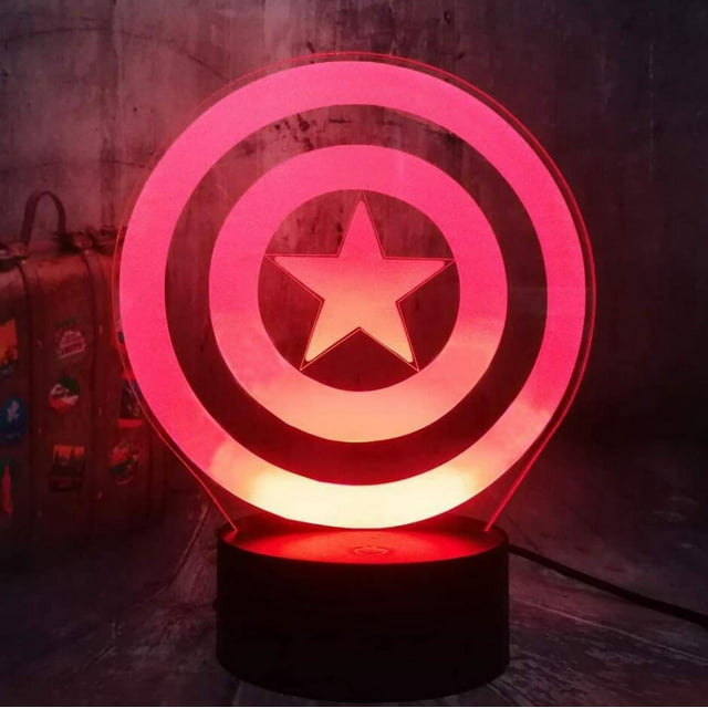 Jinsinto Comic Shield Captain America Black Falcon LED Lamp Color Changing USB Night Light and Decoration