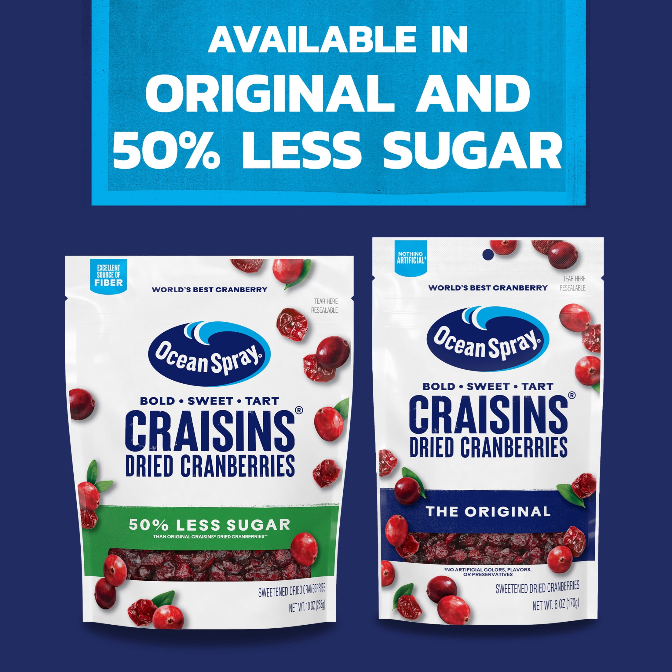 (2 pack) Ocean Spray® Craisins® Original Dried Cranberries, Dried Fruit, 24 oz Pouch