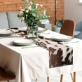 thumbnail image 4 of Linen Cow Print Table Runner 13x71 Inch Farmhouse Western White Brown Cowhide Runners Table Decorations Rustic Coffee Table Runner for Home Kitchen Dining Room, 4 of 6