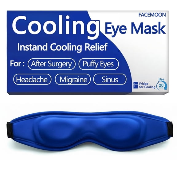 FACEMOON Contoured Gel Cooling Eye Mask, Snug Fit Cold Pack for Puffiness, Migraine, Dark Circles, Sinus, Reusable, Fits All, Daily Beauty Care, Blue