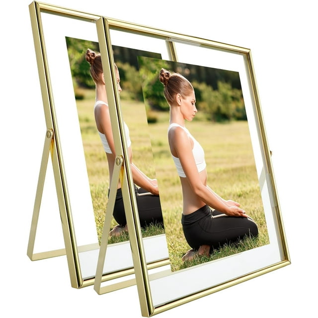 Gold Floating Frame &#;x Vertical Set For Picture x x x Tabletop Shelf Photo Frame Classy For Wedding Birthday Anniversary Home or Office Decor