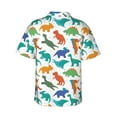 thumbnail image 3 of Fotbe Colorful Dinosaur Hawaiian Shirt for Men Unisex Summer Beach Casual Short Sleeve Cotton Linen Button Down Shirts-3X-Large, 3 of 9