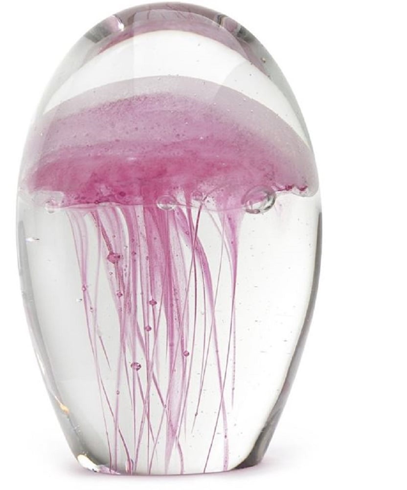 Baby Pink Jellyfish Glow in the Dark Glass Paperweight Figurine Jelly