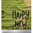 thumbnail image 1 of Soimoi Green Georgette Viscose Fabric Stripe & Happy New Year Text Printed Fabric 1 Yard 42 Inch Wide, 1 of 3