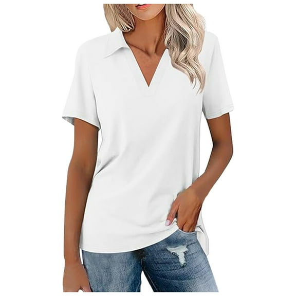 Women Blouses Work Out Tops V N L Womens Tops 3/ 4 Sleeve Loose Fit Blank Shirt Womens Women Fit Shirt V Neck Short Sleeve Work Shirts Ladies Ling Slim Workout Shirts Pack White 2XL