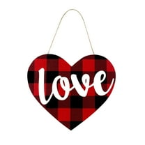 MXTPOV Heart Wooden Sign for Front Door, Happy Valentine's Day Door Sign Romantic Valentines Day Decorations with Bow for Wedding Room Wall, Home Decor