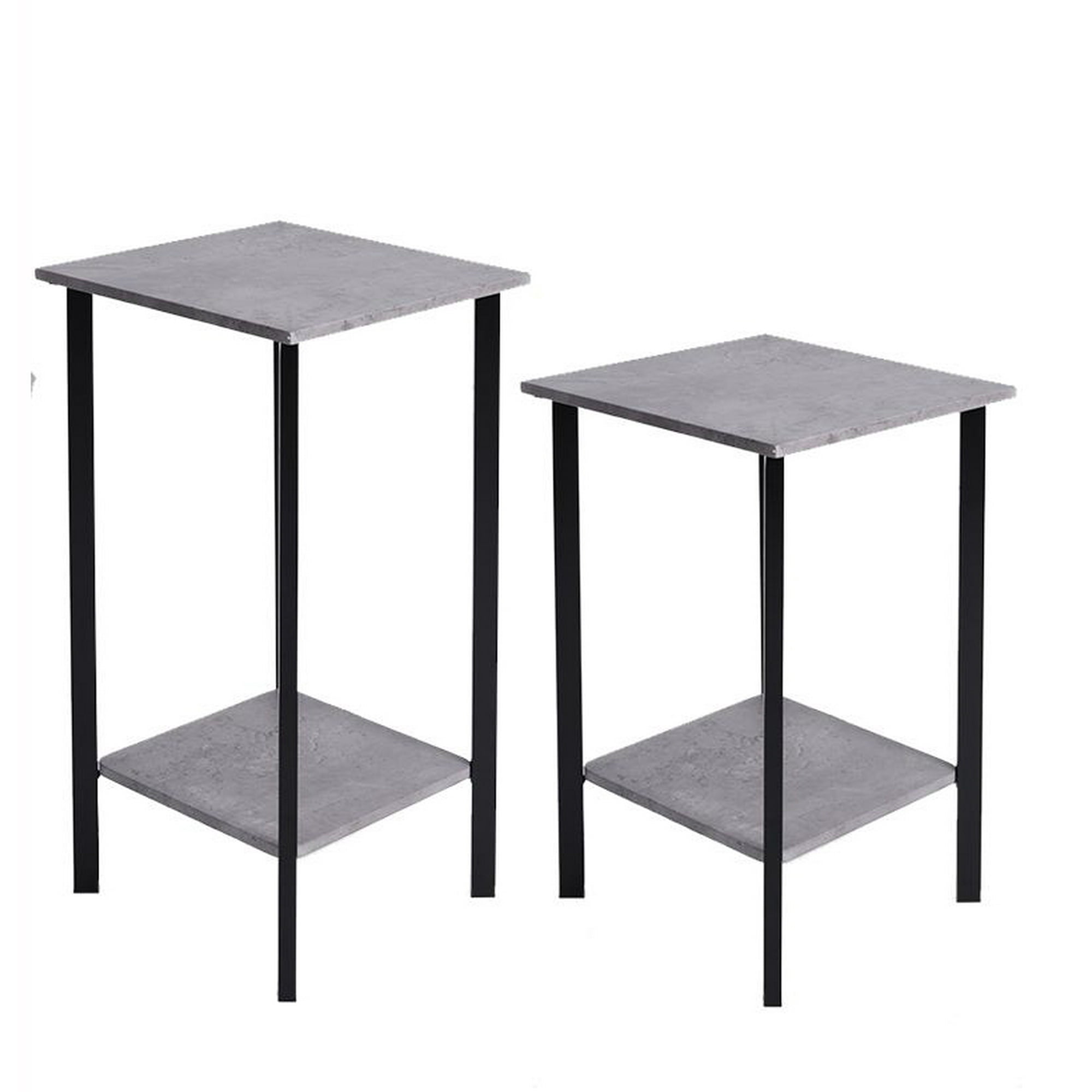 Grey Cement Look Accent Table Plant Stand Pedestal Square