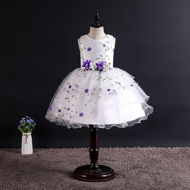 Vestido de encaje de princesa para niñas, vestidos de boda para niñas de 2 a 10 años, para fiesta, de verano, para damas de honor yaoshenbao LED