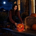 thumbnail image 6 of Halloween Pumpkin Decorative Light Sound Activated Glowing LED 1 Piece Battery Powered Scary Jack O Lantern Decor for Indoor Outdoor Yard Patio Porch Table Desktop Halloween Party Decoration, 6 of 8