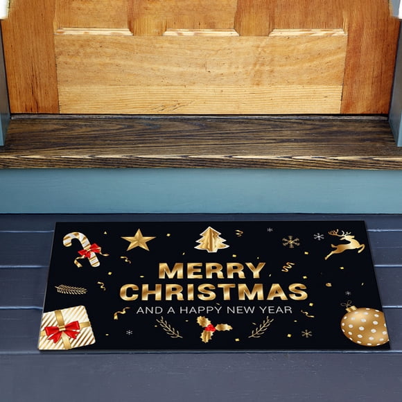 Xihbxyly Felpudo Navideño, Diseño Antideslizante y Absorbente, Fibra de Poliéster, para Entrada, Interior y Exterior, Decoración Navideña, 40 X 60 Cm.