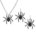 thumbnail image 1 of 3PCS Halloween Spider Shape Colgante, collar y aretes Set Cartoon Masquerade Costume Party Cosplay Accesorios de joyería (Plata, Negro), 1 of 6