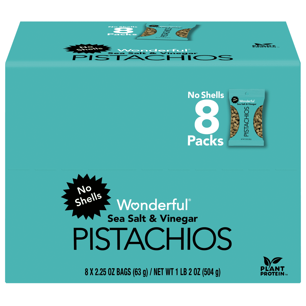 Wonderful Pistachios, No Shells, Sea Salt & Vinegar Flavored Nuts, 2.25