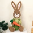 thumbnail image 3 of Meggemo Easter Bunny Figurine Holding Flower Basket and Carrot Cute Sculpture Ornament for Spring Home Table Shelf Decor, 3 of 6