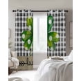 thumbnail image 2 of Saint Patrick's Day Black Out Curtains 84 Inch Long for Living Room, Farmhouse Green Lucky Clovers Plaid Blackout Curtain Shade Thermal Insulated Window Curtains Grommet Drapes 42"x84" 2 Panels, 2 of 8