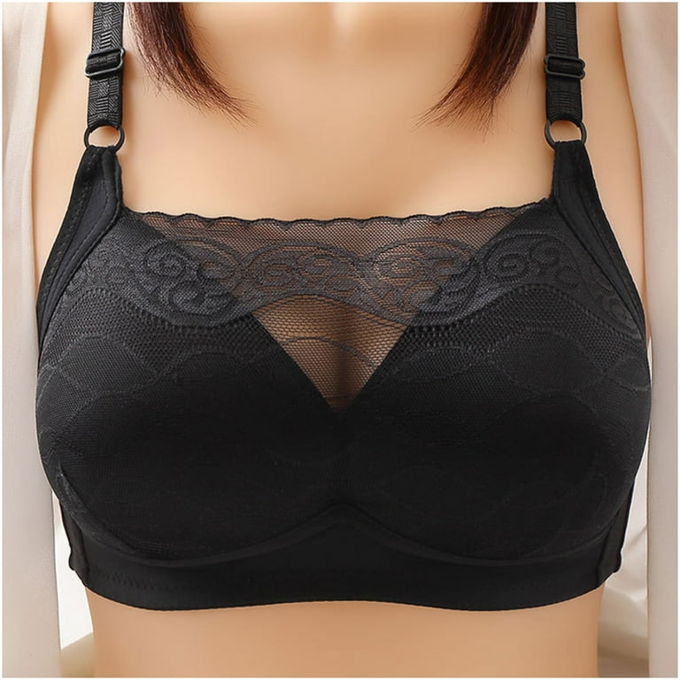 HAPIMO Everyday Bras for Women Stretch Underwear Soft Plus Size Lingerie  Comfortable Push Up Camisole Gathered Wire Free Comfort Daily Brassiere  Discount Black L 