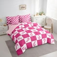 thumbnail image 3 of Homewish Christmas Candy Cane 7-Piece Bedding Comforter Set,Merry Xmas King Bedding Sets,Pink White Grid Bed Sheets For Kids,Luxury Bedroom Decor Reversible, 3 of 8