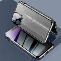 Anti Peeping Case for iPhone 14 Pro, 360 Degree Front and Back Privacy Tempered Glass Cover, Anti SPY Screen, Anti Peep Magnetic Adsorption Metal Bumper for iPhone 14 Pro, Black