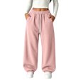 thumbnail image 3 of Rvasteizo Fall Winter Girls Comfy Sweatpants Elastic Waist Solid Casual Sports Pants for Kids 9 Years, 3 of 5