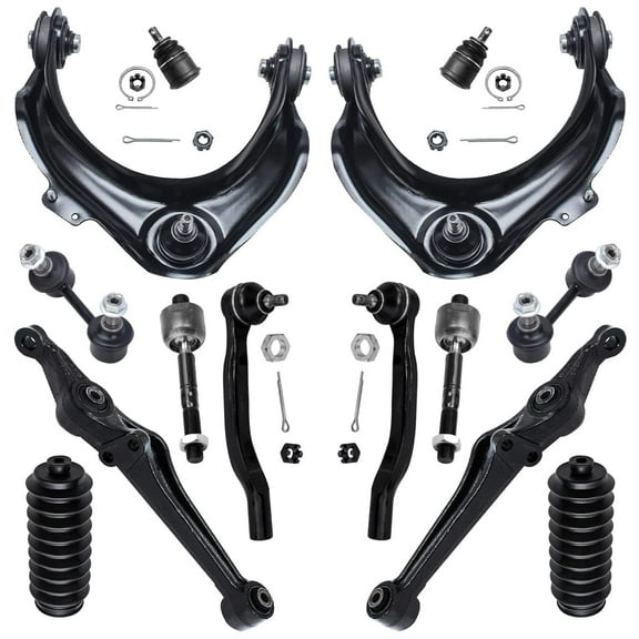 Detroit Axle - 14pc Suspension Kit for 98-03 Honda Accord 1999 2000 2001 2002, 2 Upper Control Arms w/Ball Joints, 2 Lower Control Arms, 2 Lower Ball Joints, 4 Tie Rods, 2 Sway Bars, 2 Boots