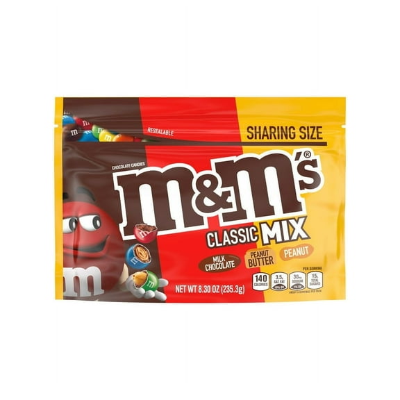 Pack of 2 M&M's Classic Mix Chocolate Candy, Sharing Size - 8.3 oz Bag