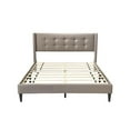 thumbnail image 3 of Velets Upholstered Low-Profile Platform Bed with Adjustable Headboard - Solid Wood Frame and Slat System (Beige, Queen), 3 of 5