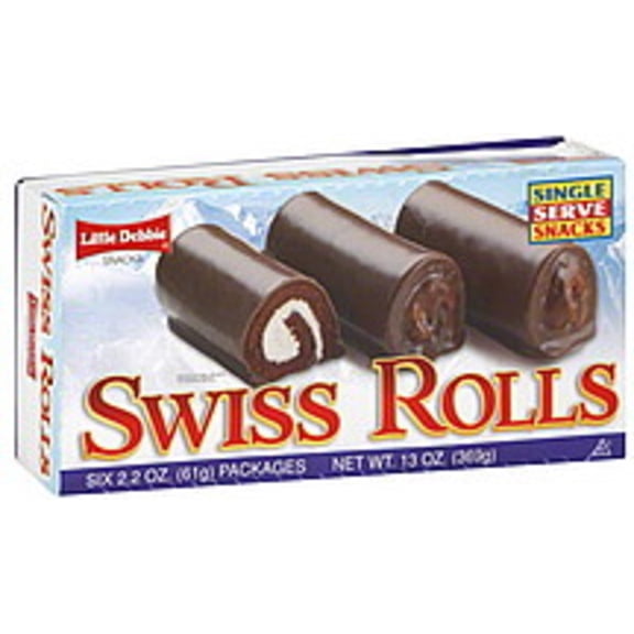 Little Debbie Swiss Rolls Chocolate Cake Snacks, 6 Twin-Wrapped Rolls, 13 oz Box