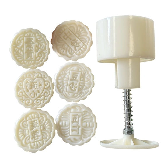 Traditional Mooncakes Crafting Mold Round Pastries Dessert Mould with Six Stamp
